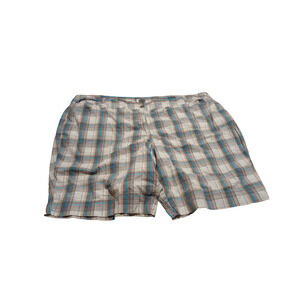 Cato Button Plaid Bermuda Shorts With Pockets Size 28W Brown & Blue 22"L